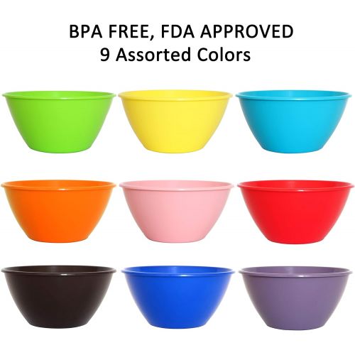  [아마존베스트]Youngever 50 ounce Plastic Bowls, Large Cereal Bowls, Large Soup Bowls, Microwave Safe, Dishwasher Safe, Set of 9 in 9 Assorted Colors