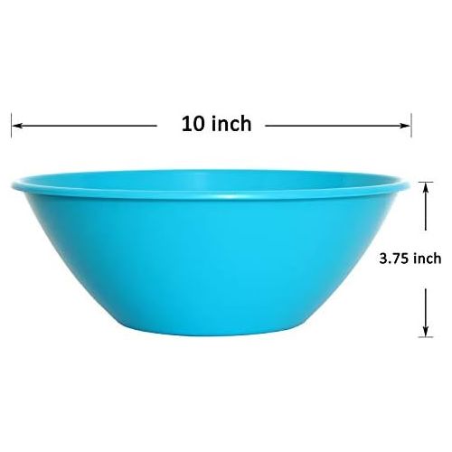  [아마존베스트]Youngever 10 inch 90 Ounce Plastic Mixing and Serving Bowls, Popcorn Bowls, Salad Bowls, Chip and Dip Serving Bowls, 9 Pack in 9 Assorted Colors