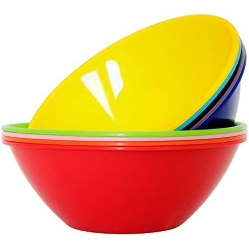  [아마존베스트]Youngever 10 inch 90 Ounce Plastic Mixing and Serving Bowls, Popcorn Bowls, Salad Bowls, Chip and Dip Serving Bowls, 9 Pack in 9 Assorted Colors