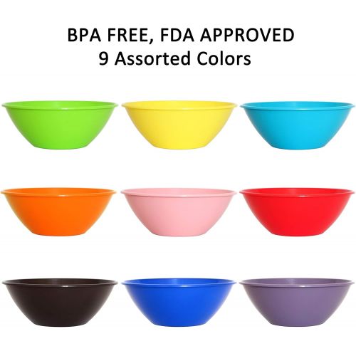  [아마존베스트]Youngever 10 inch 90 Ounce Plastic Mixing and Serving Bowls, Popcorn Bowls, Salad Bowls, Chip and Dip Serving Bowls, 9 Pack in 9 Assorted Colors