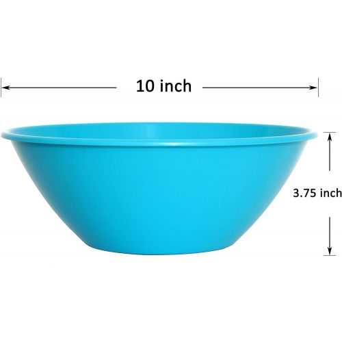  [아마존베스트]Youngever 10 inch 90 Ounce Plastic Mixing and Serving Bowls, Popcorn Bowls, Salad Bowls, Chip and Dip Serving Bowls, 9 Pack in 9 Assorted Colors