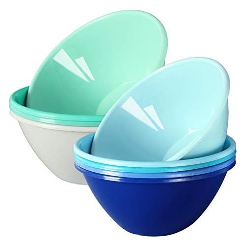  [아마존베스트]Youngever 32 ounce Plastic Bowls, Large Cereal Bowls, Large Soup Bowls, Microwave Safe, Dishwasher Safe, Set of 9 (9 Coastal Colors)