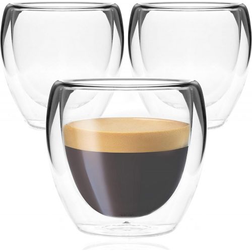  [아마존베스트]Youngever 3 Pack Espresso Cups, Double Wall Thermo Insulated Espresso Cups, Glass Coffee Cups, 5 Ounce