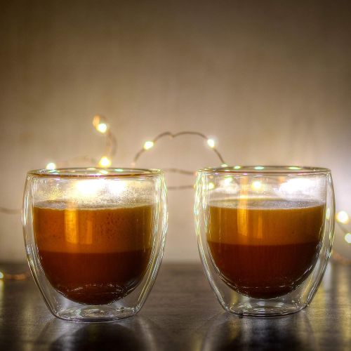  [아마존베스트]Youngever 3 Pack Espresso Cups, Double Wall Thermo Insulated Espresso Cups, Glass Coffee Cups, 5 Ounce