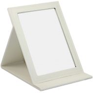 Youngman Leather Travel Portable Foldable Mirror Makeup Mirror with Adjustable Stand (White)