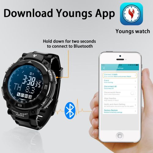 Youngs youngs Smart Watch Fitness Tracker Sport Pedometer Calories Consumed Sleep Monitor Bluetooth for iOS and Android Phone (Black&Gray)