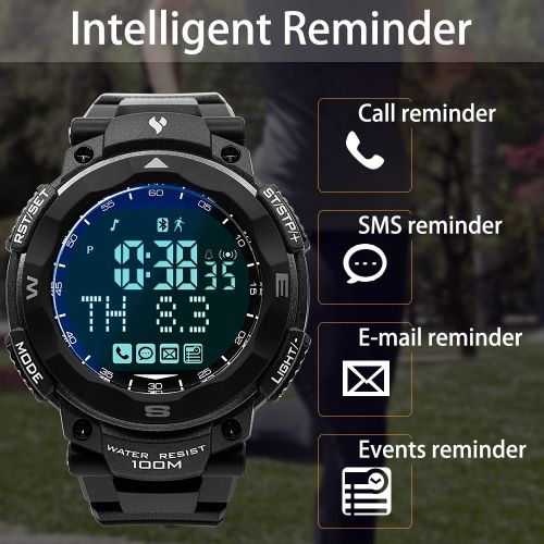  Youngs youngs Smart Watch Fitness Tracker Sport Pedometer Calories Consumed Sleep Monitor Bluetooth for iOS and Android Phone (Black&Gray)