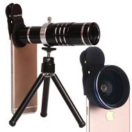 Youniker 3 in 1 Universal Camera Lens,18X Zoom Telephoto Lens+0.45X Wide Angle Lens+12.5X Macro Lens,Clip-on Cell Phone Camera Lens for iPhone 876 Plus,Samsung,Most Smartphones W
