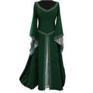 Younsuer Women Medieval Dress Lace up Vintage Floor Length Cosplay Retro Long Dress Plus Size S-5XL