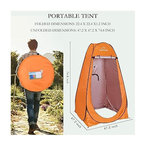  Your Choice Privacy Tent - Pop Up Shower Changing Toilet Tent Portable Camping Privacy Shelters Room 6.2 FT Tall with Carrying Bag for Outdoors Indoors