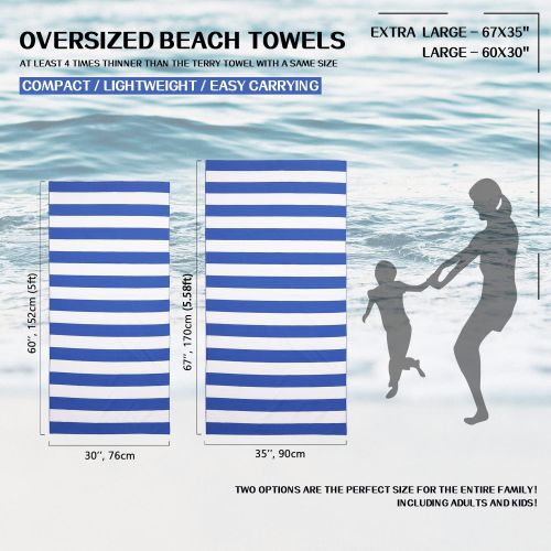  Your Choice Microfiber Beach Towel Set, Sand Free Beach Towel, Quick Dry Beach Towel, Extra Large Beach Towels for Adults (67x35 Inch, 60x30 Inch), Travel Towel, Camp Towel with Ca