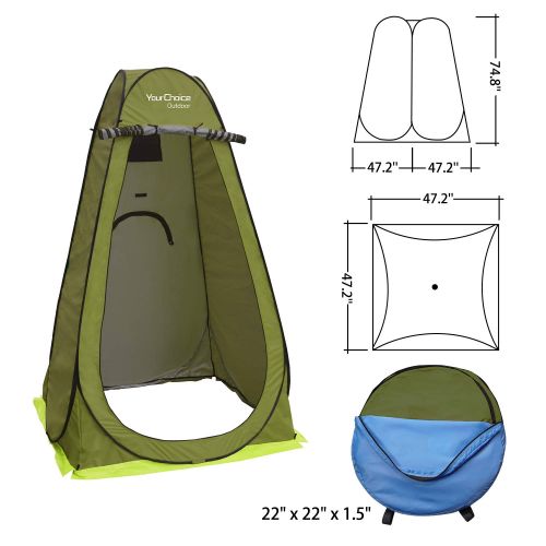  Your Choice Pop Up Tent, Portable Changing Room Shower Toilet Privacy Tent for Camping, Beach, Outdoor and Indoor, 6.2 ft Tall with Blue Carrying Bag