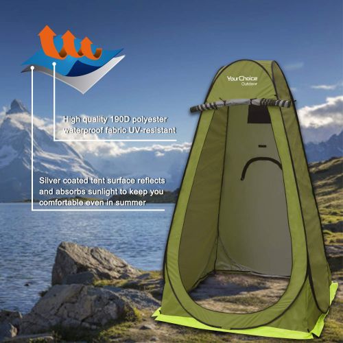  Your Choice Pop Up Tent, Portable Changing Room Shower Toilet Privacy Tent for Camping, Beach, Outdoor and Indoor, 6.2 ft Tall with Blue Carrying Bag