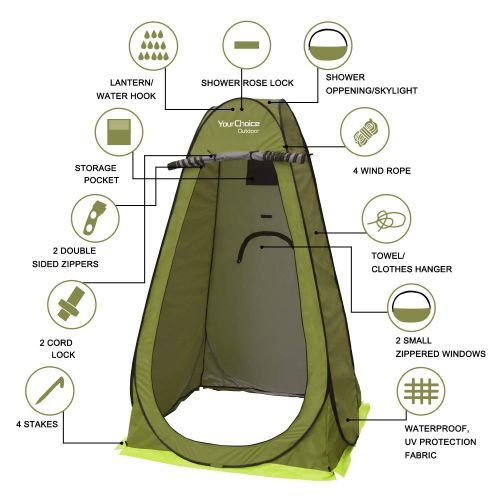  Your Choice Pop Up Tent, Portable Changing Room Shower Toilet Privacy Tent for Camping, Beach, Outdoor and Indoor, 6.2 ft Tall with Blue Carrying Bag