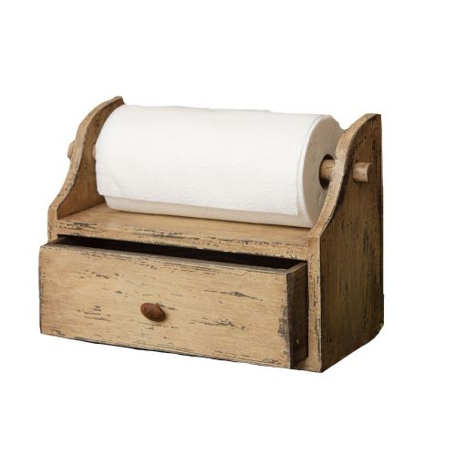  Your Hearts Delight Paper Towel Holder with Drawer, 15 by 11-1/2 by 7-Inch, Distressed Tan