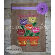 /Yourpursenality Love grows here burlap - burlap garden flag - mothers day gift - fathers day gift - mimis love - nanas garden - grandma gift - gift for her