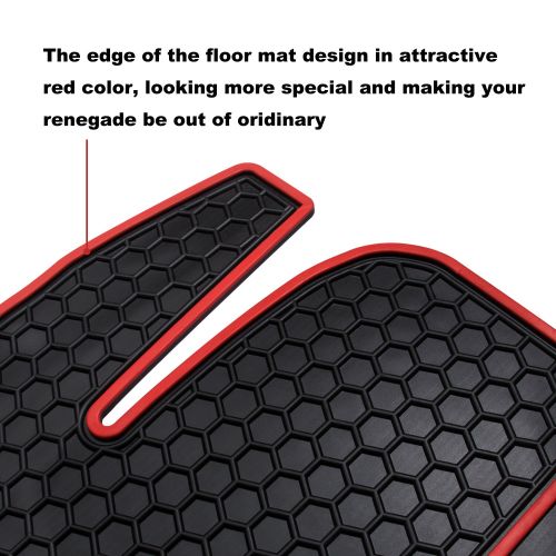  Yoursme Floor Liners Mat for 2015-2018 Jeep Renegade Rubber Slush Front and Rear Seat Floor Mats (Pack of 3)