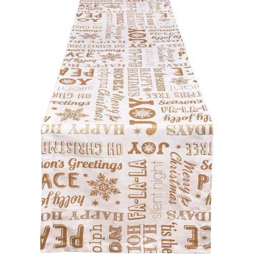  [아마존베스트]Yourtablecloth Printed Metallic Table Runner (Gold, 14 x 72)