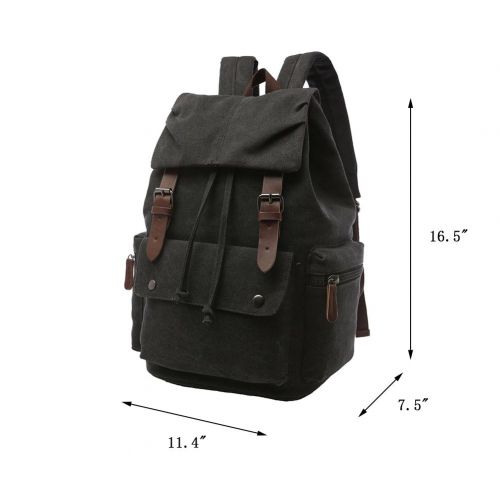  Canvas Backpack for Men, Yousu Travel Duffel Backpack Casual Vintage Rucksack College Bookbags Knapsack (Black)