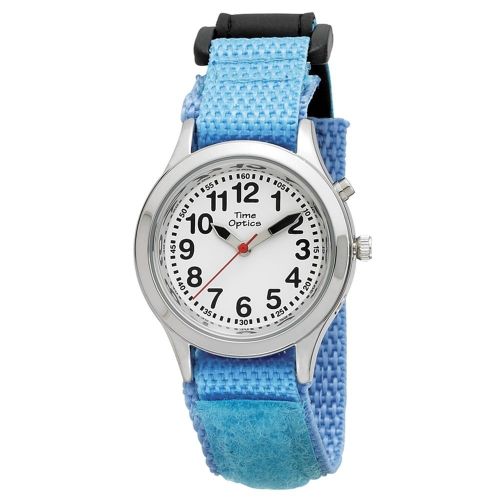  Youth Adult Talking Dual-voice Watch with Powder Blue Hook and Loop Easy Wraparound Strap