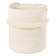 Youu Extra Large Woven Storage Baskets  17 x 16 Cotton Rope Decorative Hamper for Magazine, Toys, Blankets, and Laundry, Cute Tassel Nursery Decor - Home Storage Container
