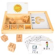 Youwo Matching Letter Flash Cards, Preschool Alphabet Puzzles, Montessori ABC Wooden Letters Learning Activities, Kids Spelling Words Games, Educational Toys for 3 Year Old