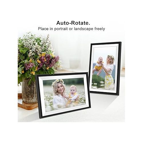  Digital Picture Frame 10.1 inch, Digital Photo Frame WiFi with APP, Smart Electronic Video Photo Frames with Email, 1280x800 IPS FHD Touch Screen, Share Photos and Videos from Anywhere Anytime