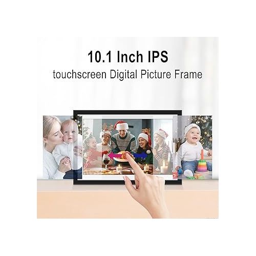  Digital Picture Frame 10.1 inch, Digital Photo Frame WiFi with APP, Smart Electronic Video Photo Frames with Email, 1280x800 IPS FHD Touch Screen, Share Photos and Videos from Anywhere Anytime