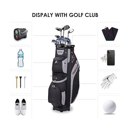  14 Way Golf Cart Bag for Push Bag Classy Design Full Length with Cooler, Rain Hood, Putter Well