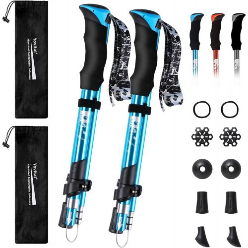  YOVITAL Trekking Poles Collapsible Hiking Poles - Aluminum 7075 Adjustable Hiking Walking Sticks with Quick Locks, Expandable to 53and Ultralight Poles for Hiking Camping Mountains