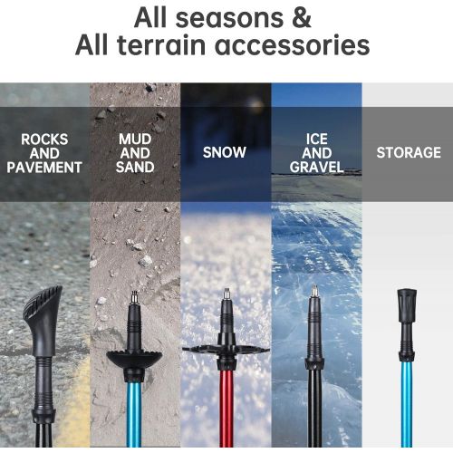  YOVITAL Trekking Poles Collapsible Hiking Poles - Aluminum 7075 Adjustable Hiking Walking Sticks with Quick Locks, Expandable to 53and Ultralight Poles for Hiking Camping Mountains