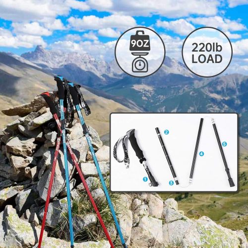  YOVITAL Trekking Poles Collapsible Hiking Poles - Aluminum 7075 Adjustable Hiking Walking Sticks with Quick Locks, Expandable to 53and Ultralight Poles for Hiking Camping Mountains