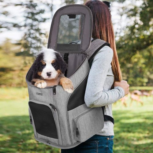  [아마존 핫딜]  [아마존핫딜]Ytonet Dog Backpack, Pet Carrier Bag with Mesh for Small Dogs Cats Puppies, Comfort Cat Backpack Bag Airline Approved for Hiking Travel Camping Outdoor Hold Pets Up to 18 Lbs, Grey