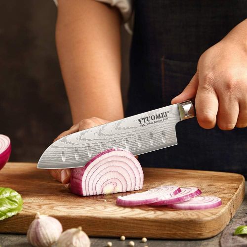  [아마존베스트]Ytuomzi Santoku Knife with Sheath, 7 Inch Japanese Classic Kitchen Knife German High Carbon Stainless Steel Chefs Knife for Home and Restaurant (7-inch Santoku Knife)