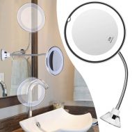 YuYe yuye-xthriv 10X Magnifying LED Bathroom Strong Suction Cup 360 Degree Swivel Makeup Mirror