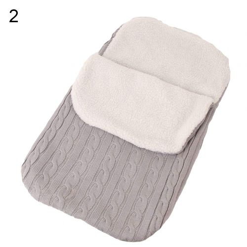  YuYe yuye-xthriv Stroller Sleeping Bag Thicken Knitted Warm Newborn Baby Infant Wrap Swaddle Light Gray