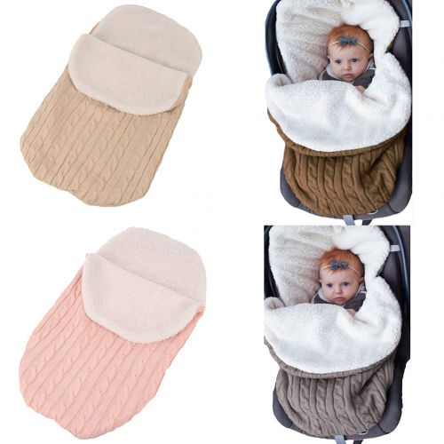  YuYe yuye-xthriv Stroller Sleeping Bag Thicken Knitted Warm Newborn Baby Infant Wrap Swaddle Light Gray