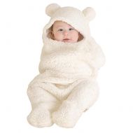 YuYe yuye-xthriv Baby Sleeping Bag Cute Bear Style Newborn Infant Coral Velvet Swaddle Blanket White