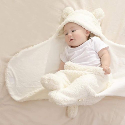  YuYe yuye-xthriv Baby Sleeping Bag Cute Bear Style Newborn Infant Coral Velvet Swaddle Blanket White