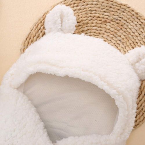  YuYe yuye-xthriv Baby Sleeping Bag Cute Bear Style Newborn Infant Coral Velvet Swaddle Blanket White