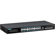 YuanLey 28 Port Gigabit Managed Switch with 24 10/100/1000Mbps RJ45 Ports, 4X 10Gbps SFP+, L3 Smart Managment Ethernet Switch, VLAN, QoS, ACL, SSL, Fanless, Compatible for Tp-link, Netgear