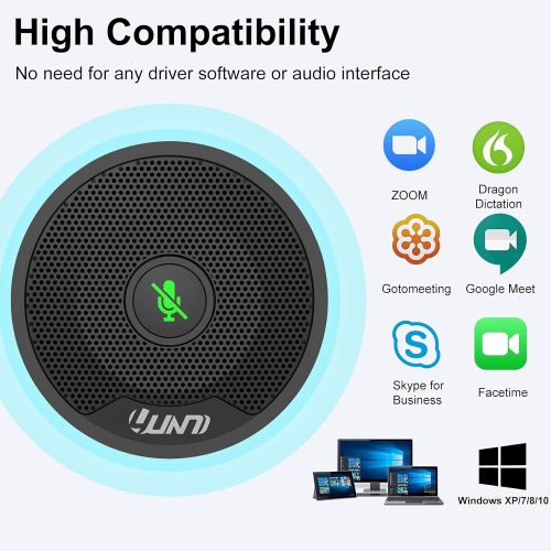  [아마존베스트]Yuanj USB Conference Microphone, Omnidirectional PC Microphones Updated AI Noise Reduction 360° Voice Pickup Compatible for Zoom, Skype, Video Meeting,Gaming,Chatting