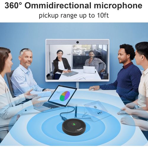  [아마존베스트]Yuanj USB Conference Microphone, Omnidirectional PC Microphones Updated AI Noise Reduction 360° Voice Pickup Compatible for Zoom, Skype, Video Meeting,Gaming,Chatting
