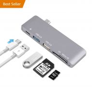 USB Type C Hub Adapter, Yuanj 5 in 1 Multi-Port USB 3.0 Type-C Adapter with 1 USB 3.0 Port, 1 USB 2.0 Port, SD/Micro Card Reader and USBC Charging Port, Type-C USB for MacBook Pro