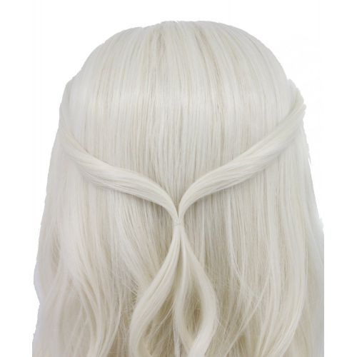  Yuehong Women Girls Long White Curly Wig Movie Cosplay Wigs Party Hair Wig