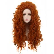 Yuehong Long Curly Orange Wig Heat Resistant Cosplay Wigs Halloween Cos Wig