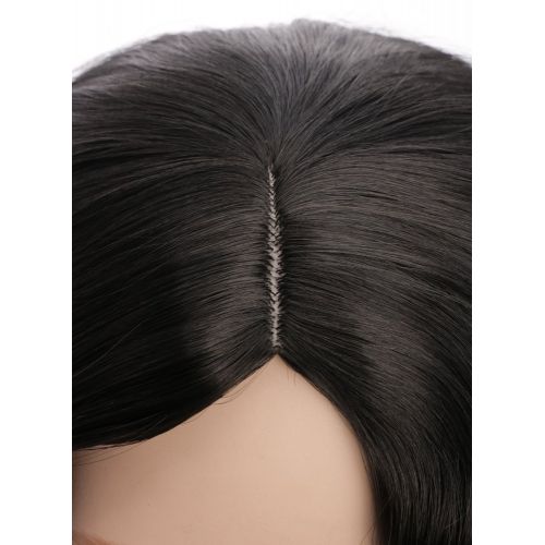  Yuehong Short Curly Black Wig Cosplay Wig Synthetic Halloween Anime Cosplay Party Hair Wigs With Bow