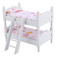 Yuehuam 1:12 Wooden Dollhouse Miniature Funiture Mini Bunk Beds with Ladder Children Bedroom Model Kids Room Furniture Accessories