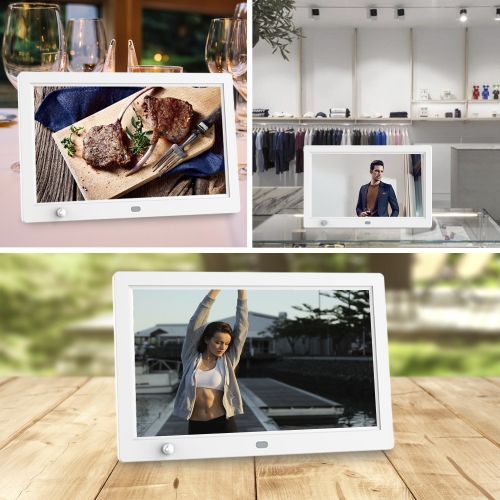  Yuelky Digital Picture Frames 12 inch Digital Photo & HD Video (1080p) Frame with Motion Sensor & 32GB USB Memory White