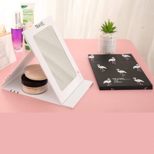 Yueton yueton Portable Folding Cute Mirror with Desktop Standing for Cosmetics Personal Beauty Large (Black)